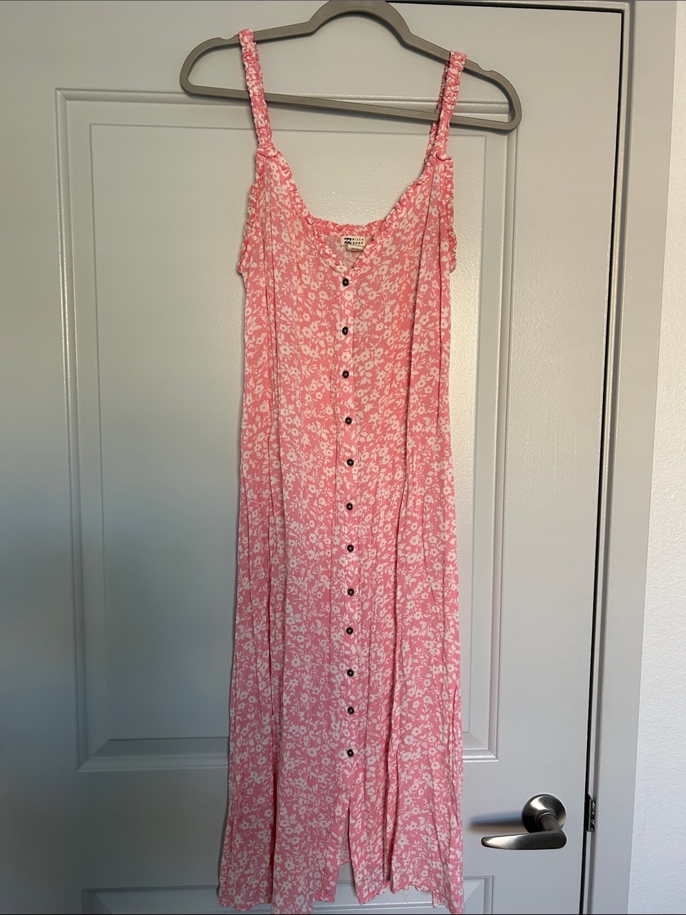 Billabong Pink & White Floral print Button-Front Maxi Dress
